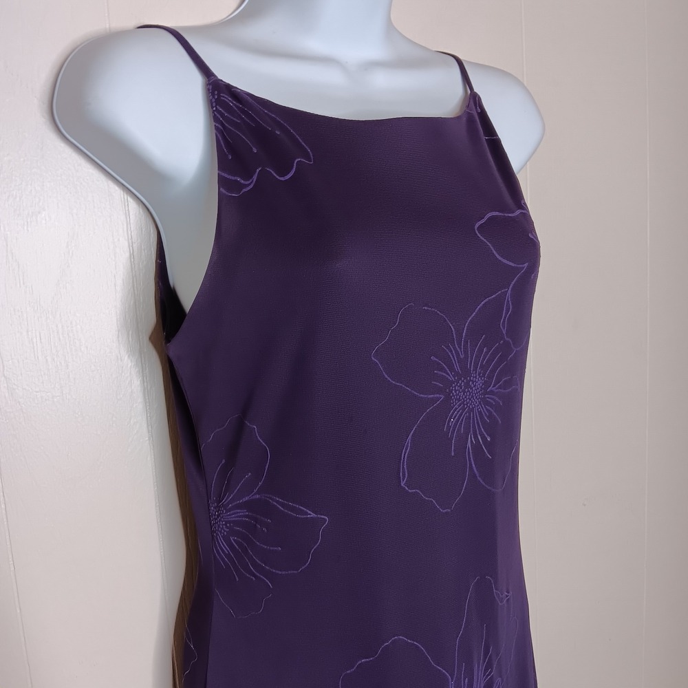 VTG Y2K City Triangles Slip Maxi Dress S Purple Floral Glitter Fairy Whimsigoth - Picture 3 of 9